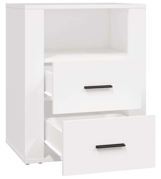 Fehér Éjjeliszekrény - 2 Fiók, Polc - 50x36x60 cm