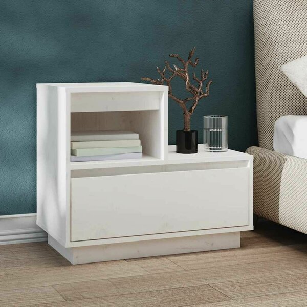 VIDAXL - Fehér Tömör Fenyőfa Éjjeliszekrény - 2 db - 60x34x51 cm
