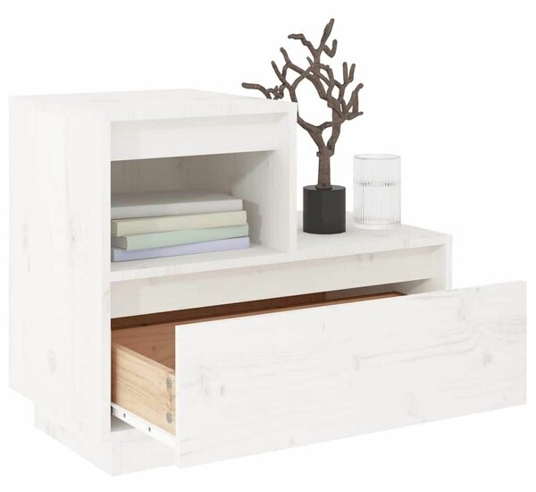 VIDAXL - Fehér Tömör Fenyőfa Éjjeliszekrény - 2 db - 60x34x51 cm