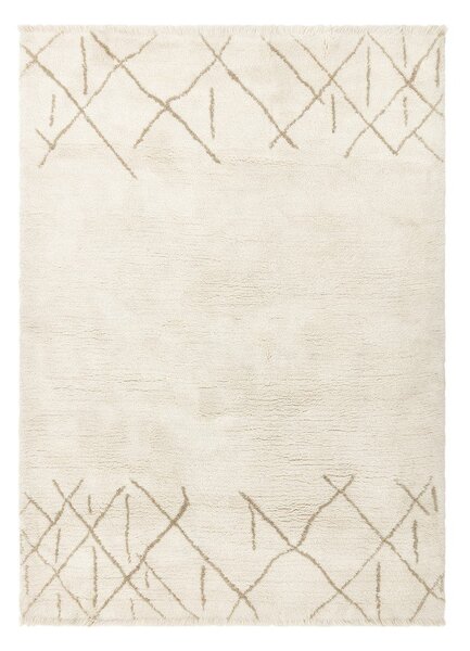 Krémszínű mosható-kézi szövésű gyapjú szőnyeg 120x170 cm Azera Crosshatch – Asiatic Carpets