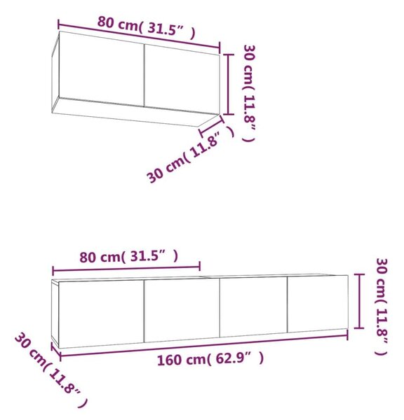 Falra Szerelhető TV Szekrény Szett - Betonszürke - 160cm