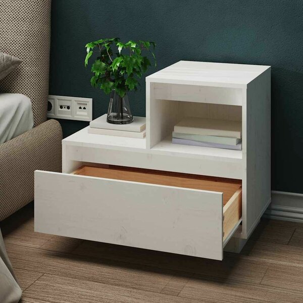 VIDAXL - Fehér Tömör Fenyőfa Éjjeliszekrény - 2 db - 60x34x51 cm