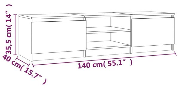Modern TV Szekrény - Füstös Tölgy - 140cm