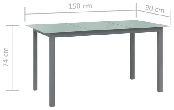 GardenLine - Alumínium Üveglapú Kerti Asztal - 150x90x74 cm