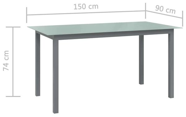 GardenLine - Alumínium Üveglapú Kerti Asztal - 150x90x74 cm