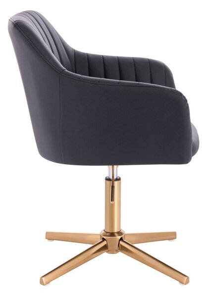 HR190CROSS Fekete Modern Műbőr Szék Arany lábbal