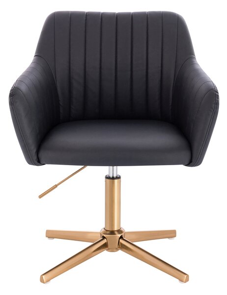 HR190CROSS Fekete Modern Műbőr Szék Arany lábbal