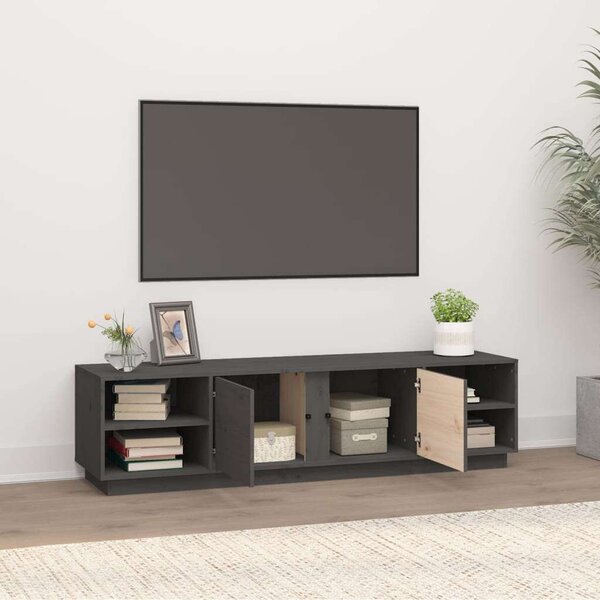 VIDAXL Tömörfenyő TV-szekrény - Szürke - 156x40x40 cm