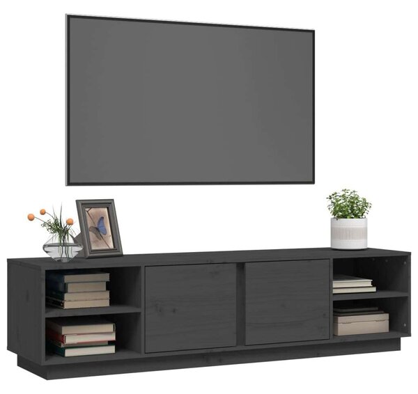 VIDAXL Tömörfenyő TV-szekrény - Szürke - 156x40x40 cm