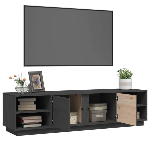 VIDAXL Tömörfenyő TV-szekrény - Szürke - 156x40x40 cm