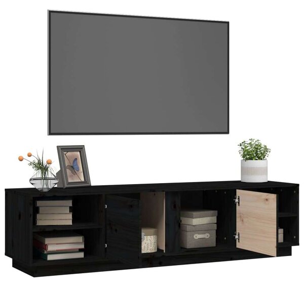 VidaXL Tömörfenyő TV-szekrény - Fekete - 156x40x40 cm