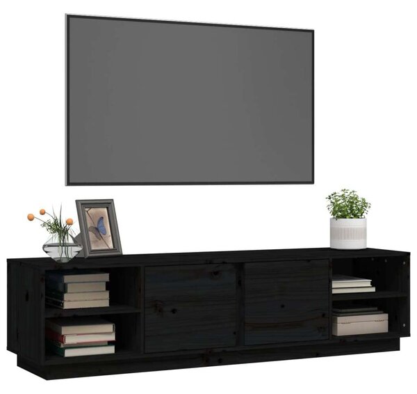 VidaXL Tömörfenyő TV-szekrény - Fekete - 156x40x40 cm