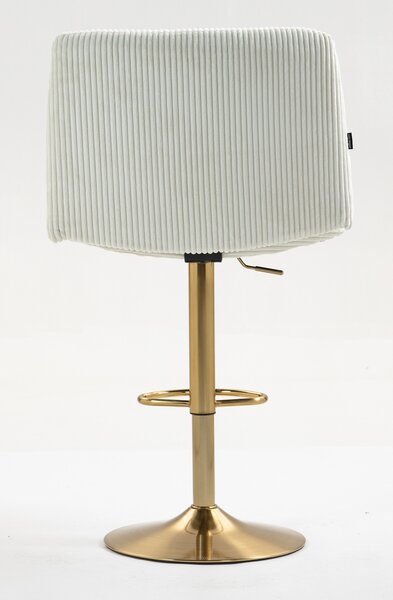 HR150W Fehér Modern Kordbársony Szék Arany lábbal
