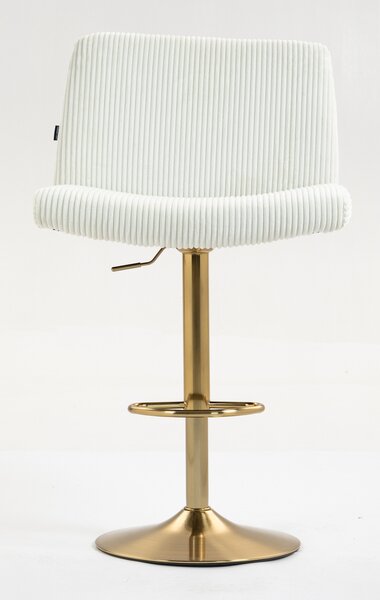 HR150W Fehér Modern Kordbársony Szék Arany lábbal