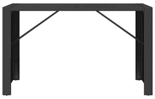 Kertbútor - Fekete Polyrattan Bárasztal - 185x80x110cm