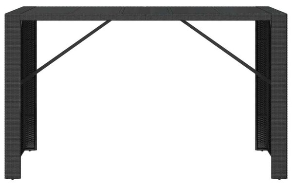 Kertbútor - Fekete Polyrattan Bárasztal - 185x80x110cm