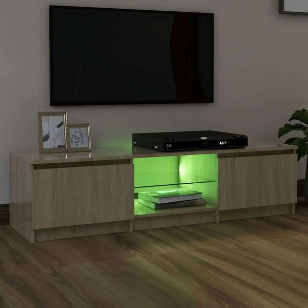 Modern TV Szekrény - Sonoma Tölgy - 140 cm - LED Világítással