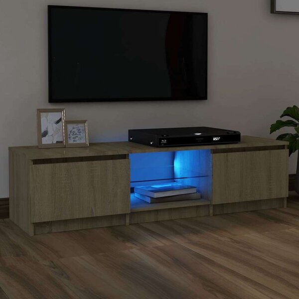 Modern TV Szekrény - Sonoma Tölgy - 140 cm - LED Világítással
