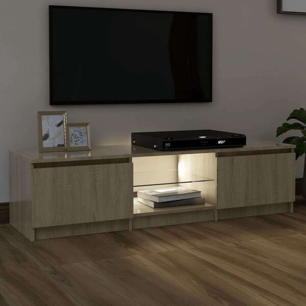 Modern TV Szekrény - Sonoma Tölgy - 140 cm - LED Világítással