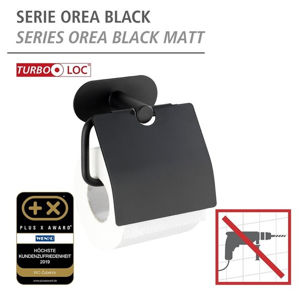Orea fekete falra szerelhető WC-papír tartó - Wenko