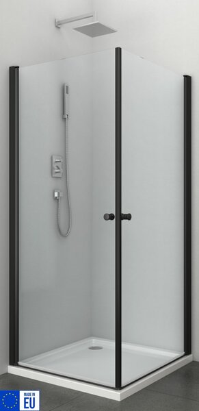 BRAVA BLACK II szögletes sarok zuhanykabin két lengőajtóval