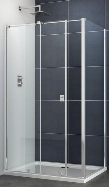 PRESTIGE aszimmetrikus szögletes sarok zuhanykabin osztott tolóajtóval