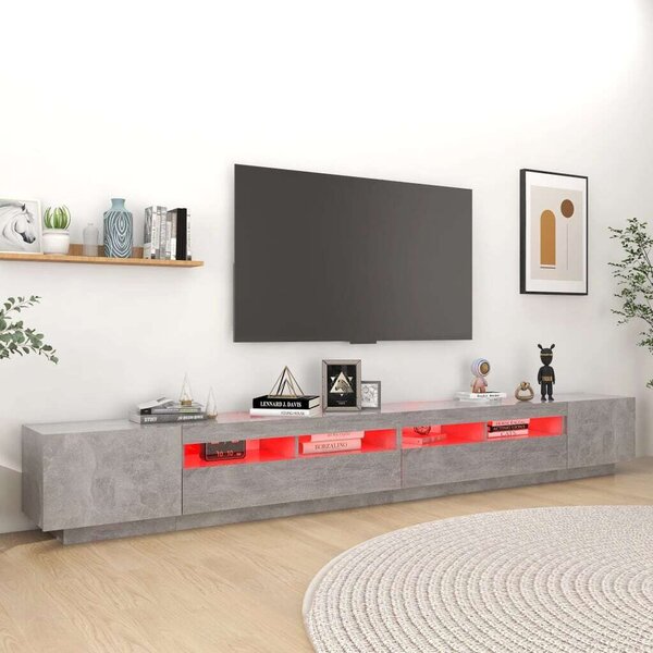 Modern LED TV Szekrény - Betonszürke - 300cm
