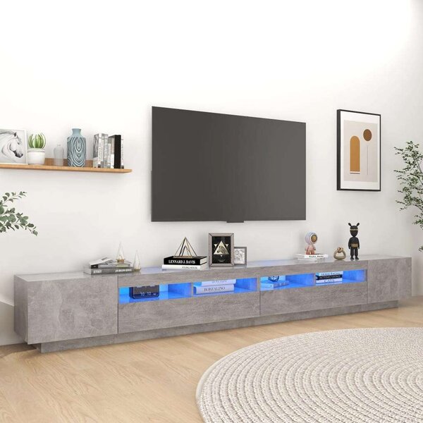Modern LED TV Szekrény - Betonszürke - 300cm