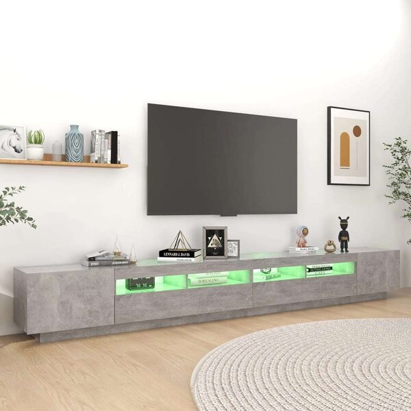 Modern LED TV Szekrény - Betonszürke - 300cm