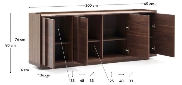 Barna komód diófa dekorral 200x80x45 cm Onix – Kave Home