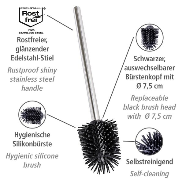 Cserélhető WC-kefe rozsdamentes acél fogantyúval - Wenko