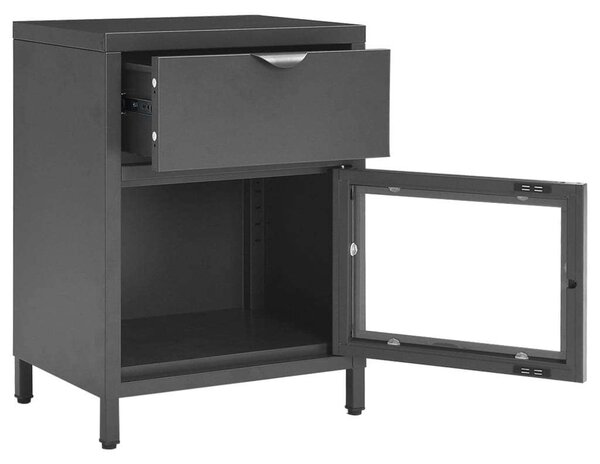 VAS-ÜVEG Éjjeliszekrény szett - 2 db - Antracit Szürke - 40x30x54,5 cm