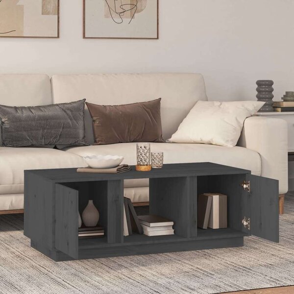 Fenyőfa Dohányzóasztal - Szürke - 110x50x40 cm - Tárolóval