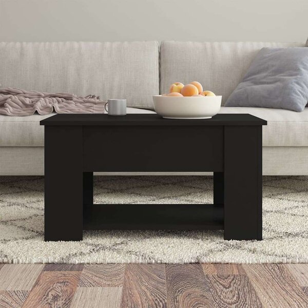 Modern Felemelhető Dohányzóasztal - Fekete - 79x49x41 cm