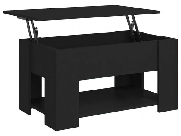 Modern Felemelhető Dohányzóasztal - Fekete - 79x49x41 cm