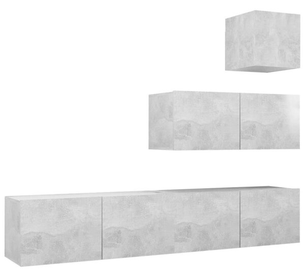 VidaXL Falra Szerelhető TV Szekrény Szett - Beton Szürke - 4 részes