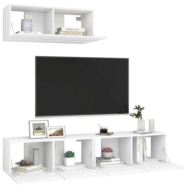 VidaXL Falra Szerelhető TV Szekrény Szett - Fehér - 80x30x30 cm