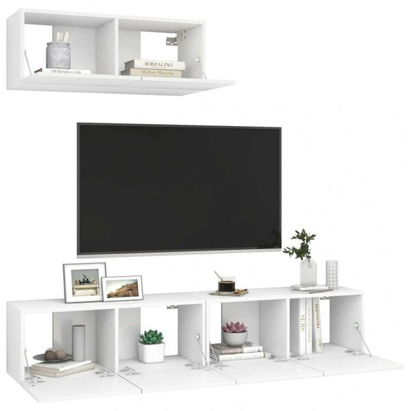 VidaXL Falra Szerelhető TV Szekrény Szett - Fehér - 80x30x30 cm