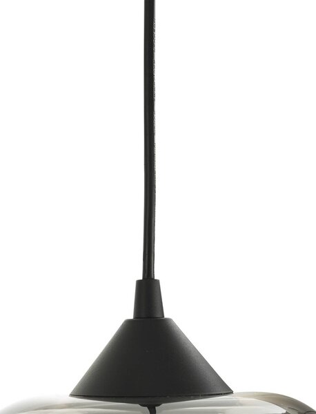 Lindby Marla lógó világítás, kör alakú, üveg, füstszürke, 50 cm, dimmelhető, Fekete, Nappali / Étkező, Üveg, Modern