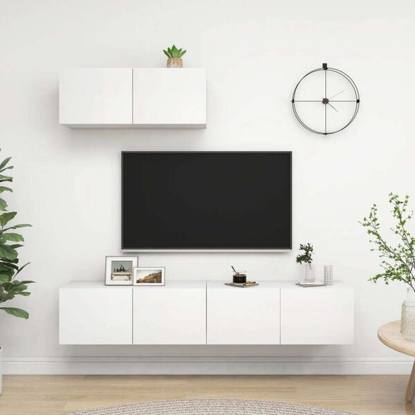 VidaXL Falra Szerelhető TV Szekrény Szett - Fehér - 80x30x30 cm