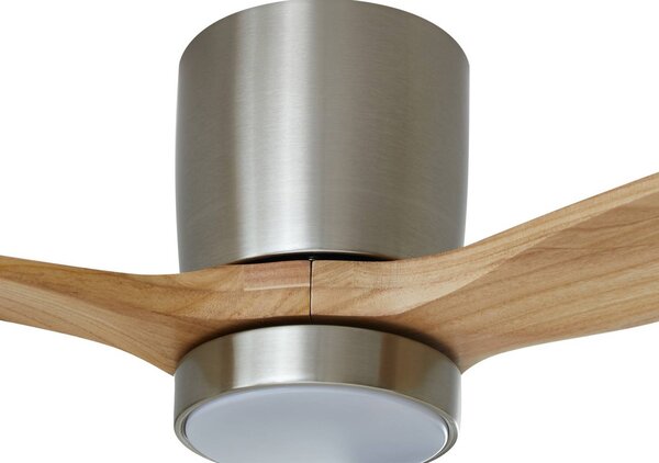 Lucande LED mennyezeti ventilátor Faipari, nikkel, DC, csendes, 132 cm, Alu / szürke / cink, Nappali / Étkező, Műanyag, Modern