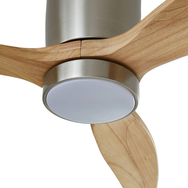 Lucande LED mennyezeti ventilátor Faipari, nikkel, DC, csendes, 132 cm, Alu / szürke / cink, Nappali / Étkező, Műanyag, Modern
