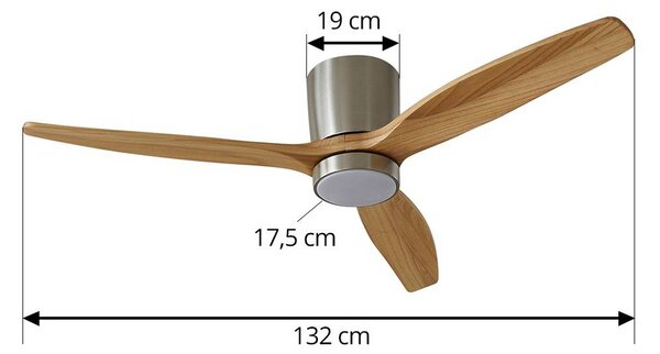 Lucande LED mennyezeti ventilátor Faipari, nikkel, DC, csendes, 132 cm, Alu / szürke / cink, Nappali / Étkező, Műanyag, Modern