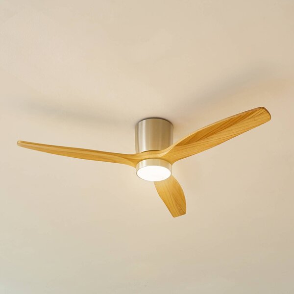 Lucande LED mennyezeti ventilátor Faipari, nikkel, DC, csendes, 132 cm, Alu / szürke / cink, Nappali / Étkező, Műanyag, Modern