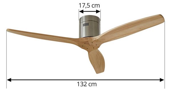 Lucande Vindur mennyezeti ventilátor, nikkel, DC, csendes, Világos fa, Nappali / Étkező, Fa, Modern