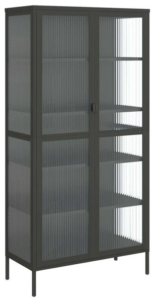 VidaXL fekete üveg és acél magasszekrény 85 x 40 x 180 cm