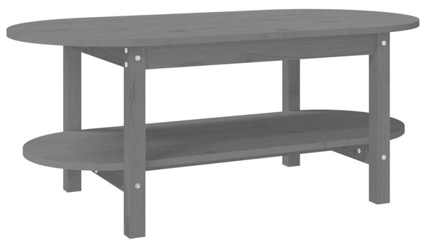 Fenyőfa Ovális Dohányzóasztal - Szürke - 110x55x45 cm