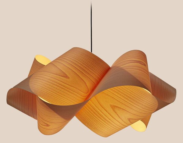 LZF LAMPS Swirl függőlámpa, natúr bükkfa, Ø 75 cm, dimmelhető, Világos fa, Nappali / Étkező, Fa, Dizájn