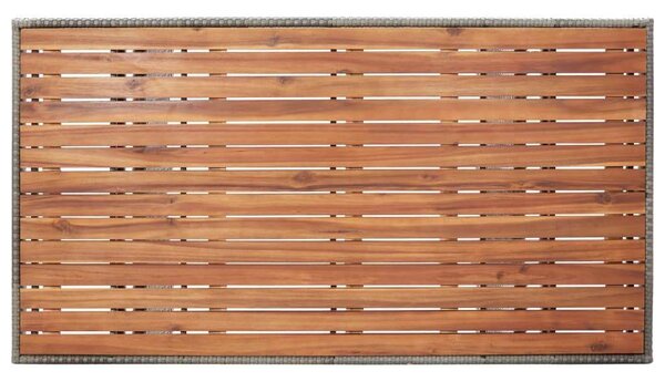 Akácfa Kerti Asztal - PE-Rattan - Szürke - 120x70x66 cm