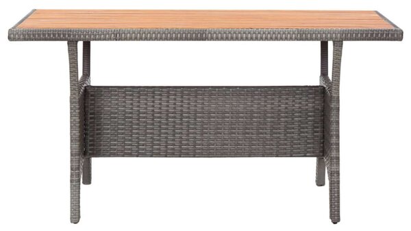 Akácfa Kerti Asztal - PE-Rattan - Szürke - 120x70x66 cm